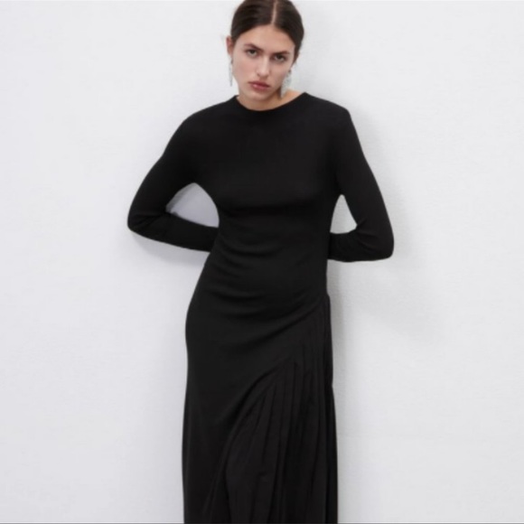 Zara Dresses Zara Combination Knit Dress Black Poshmark